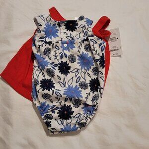 CARTER'S just one you baby girls' 2pk floral romper and red dress SIZE 3 MONTHS